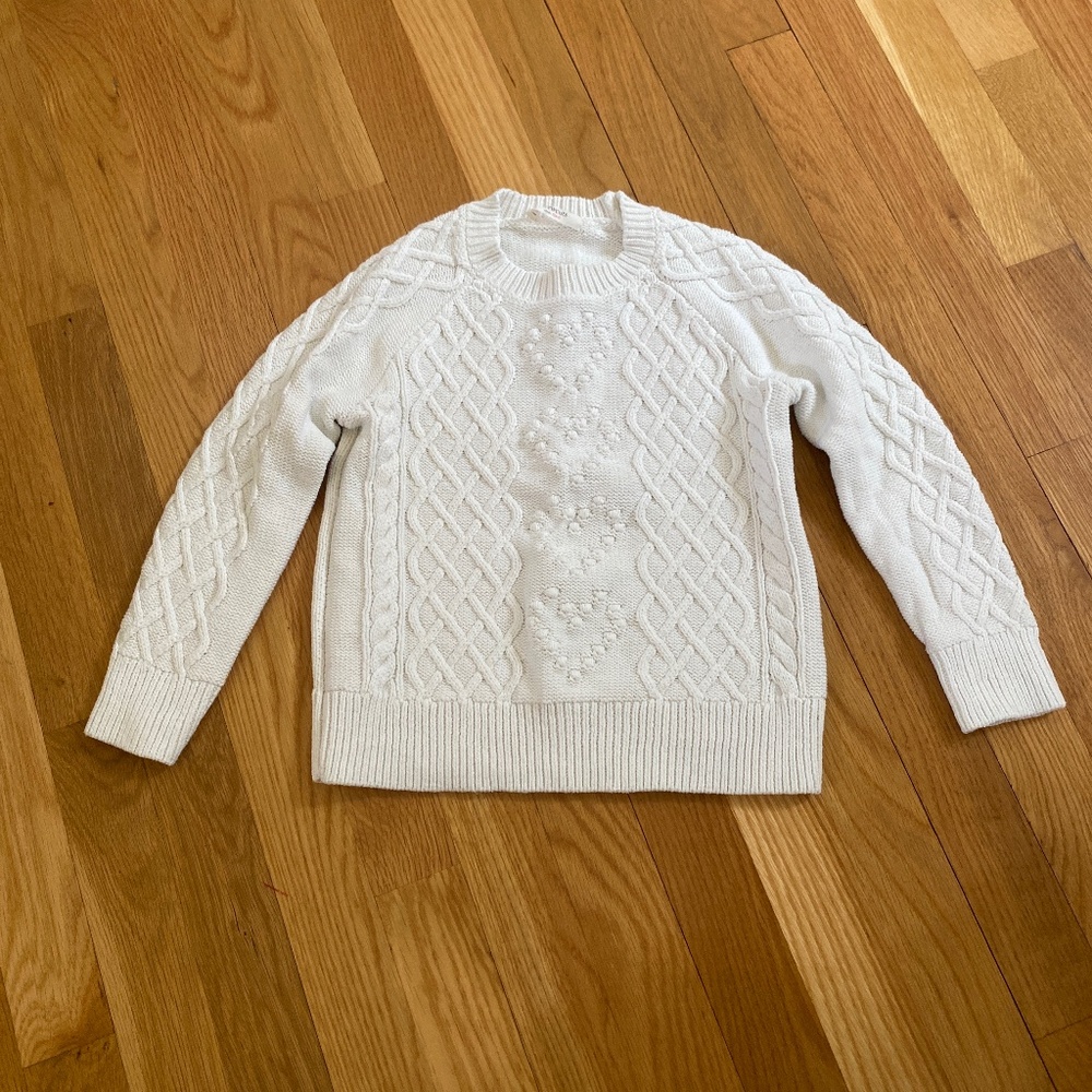J. Crew Kids White Cable Knit Sweater
